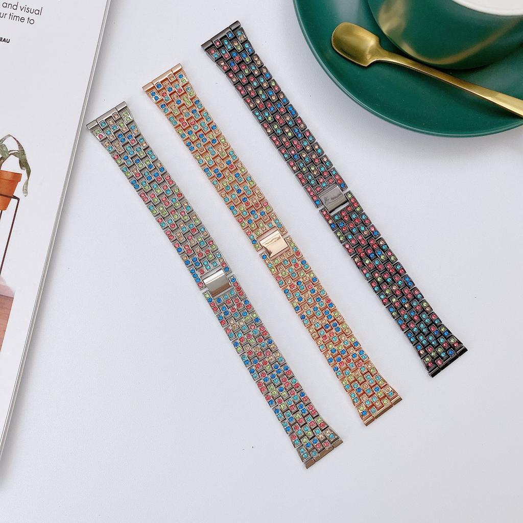 Metal Diamond Strap for HuaweI Watch 4 3 Pro GT5 GT4 GT2 Gt3 46mm Amazfit GTS GTR 2 3 Colorful Band for Samsung Watch 7 6 5 4 3 Active 2 Wristband