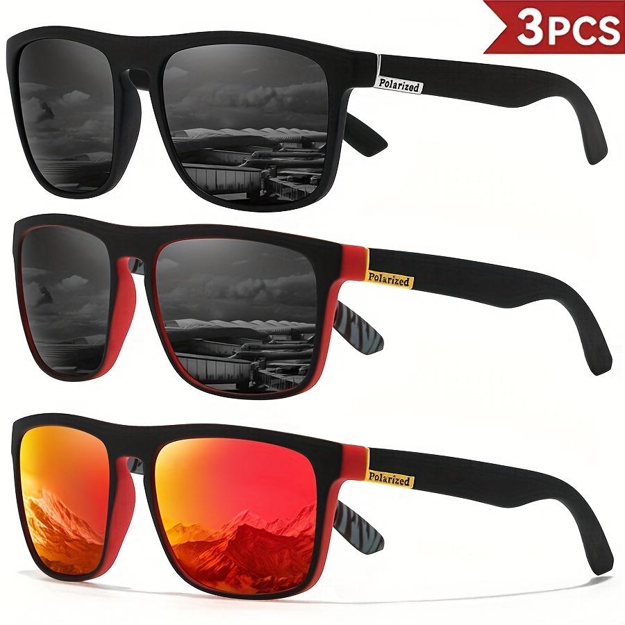 1-4PCS Men Classical Square Polarized Sports Sunglasses Lightweight PC Frame UV400 for Driving Fishing Cycling Unisex Durability
