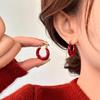 2025 Ancola Red Pigment Hoop Earrings: High-End Autumn/Winter Style for Women