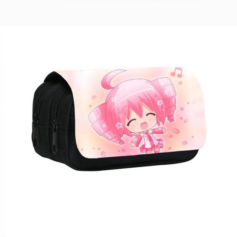 Kasane Teto Double Layer Pencil Case With Nylon Material For Students And Office Use