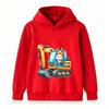 Kids Hoodie Cute Rabbit Excavator Print Casual Pullover Sweatshirt for Boys Girls Soft Warm Top for Construction Vehicle Lovers