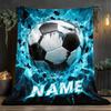 Personalisierter Fußball (Fußball) Decke mit individuellem Namen, Flanell-Überwurf, weich, warm, für Bett, Sofa, Reise, Geschenk für Fans, Ganzjahresnutzung