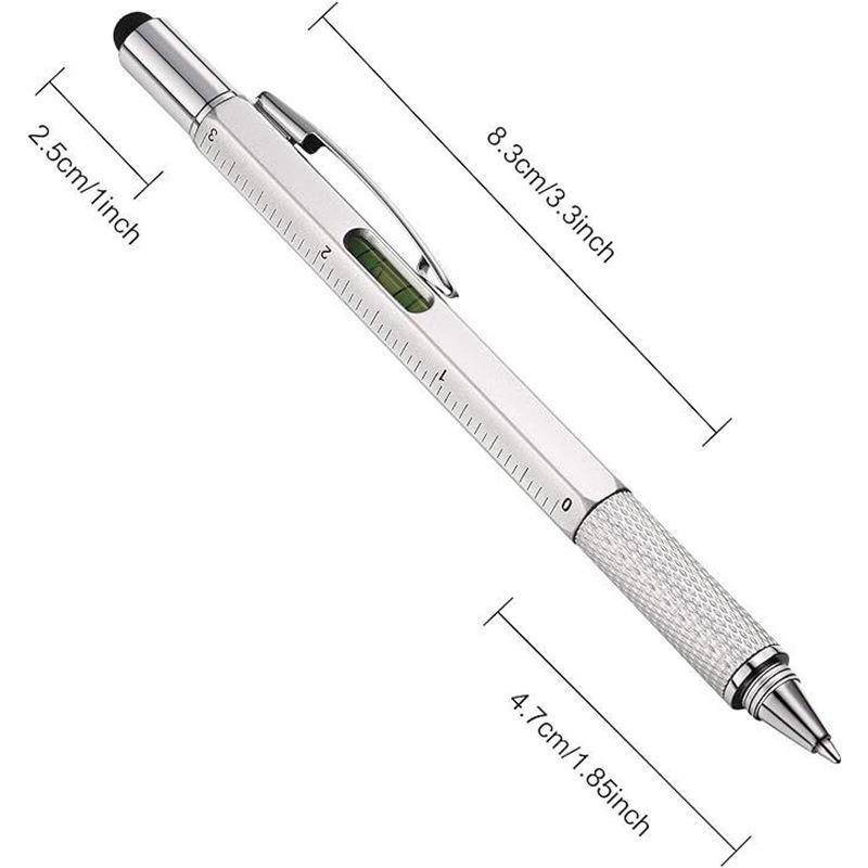 7 In 1 Multifunctional Pen Touch Screen Stylus Capacitive Pen With Screwdriver Ruler Levelgauge Refillable Ballpoint Pencil Tool