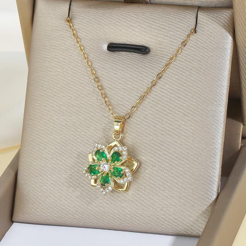 Meier Women s necklace bauhinia flower jewelry rotating necklace earrings ring set