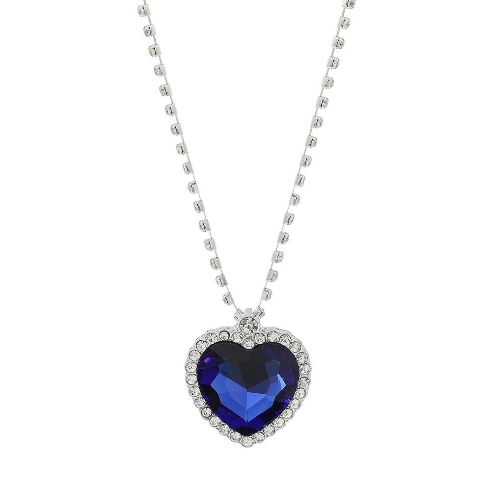 Heart of the Ocean Forever Love Necklace with Blue Crystal Pendant Jewelry Gift for Her Love Heart Pendant