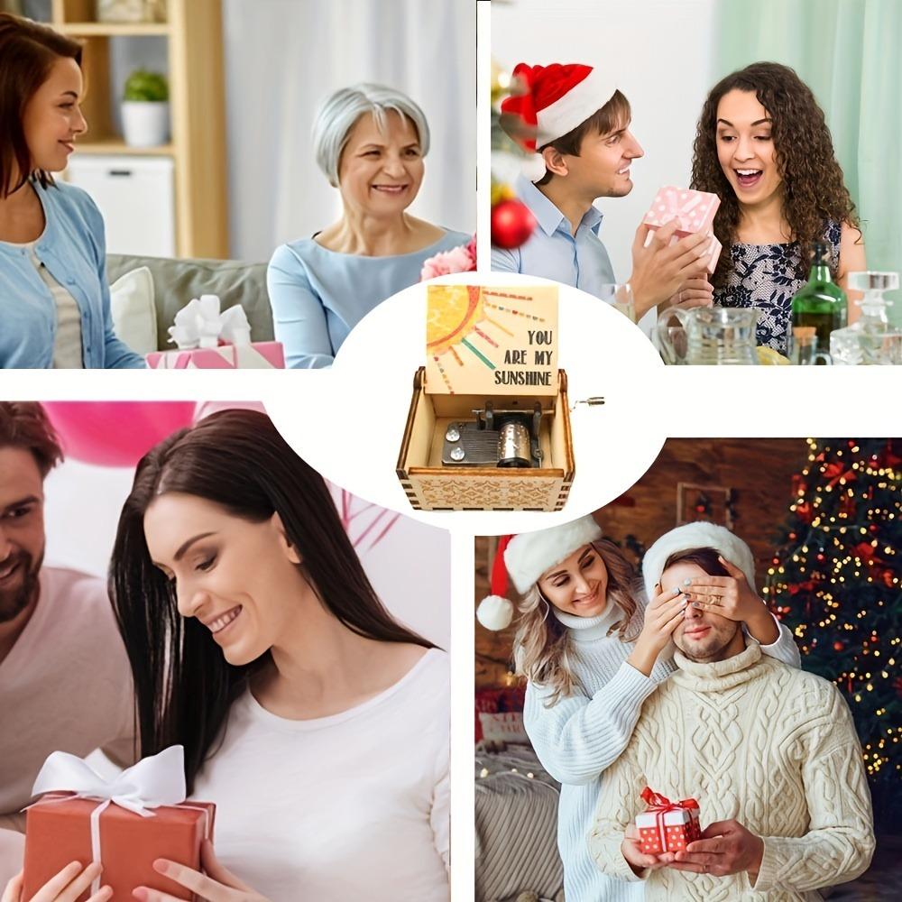 You Are My Sunshine Music Box, Hand Cracked Wooden Retro Laser Engraved Small Music Box Gift, for Birthday/Christmas/Anniversary/W/Valentine's Day