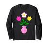 Pink, Yellow, White Floral Tartan Pattern Pot-shaped Sweatshirt for Enthusiasts.