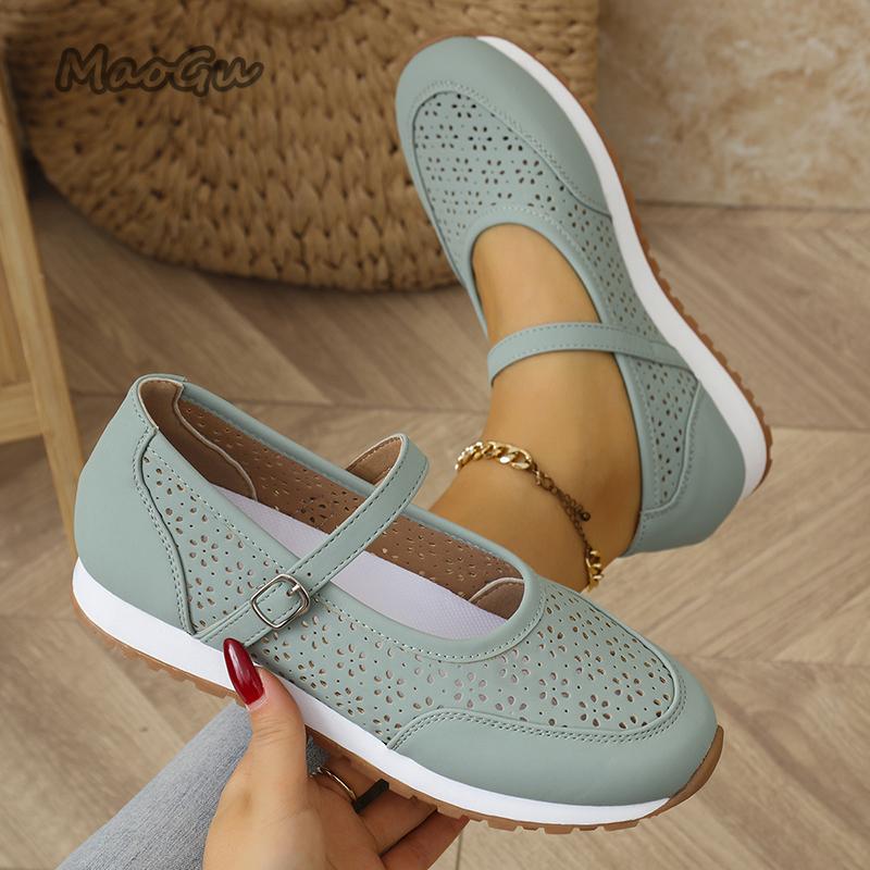Women's Summer Breathable Casual Shoes Non Slip Comfortable Soft Sole Walking Shoes Woman Lightweight Buckle Strap Flats Sandals