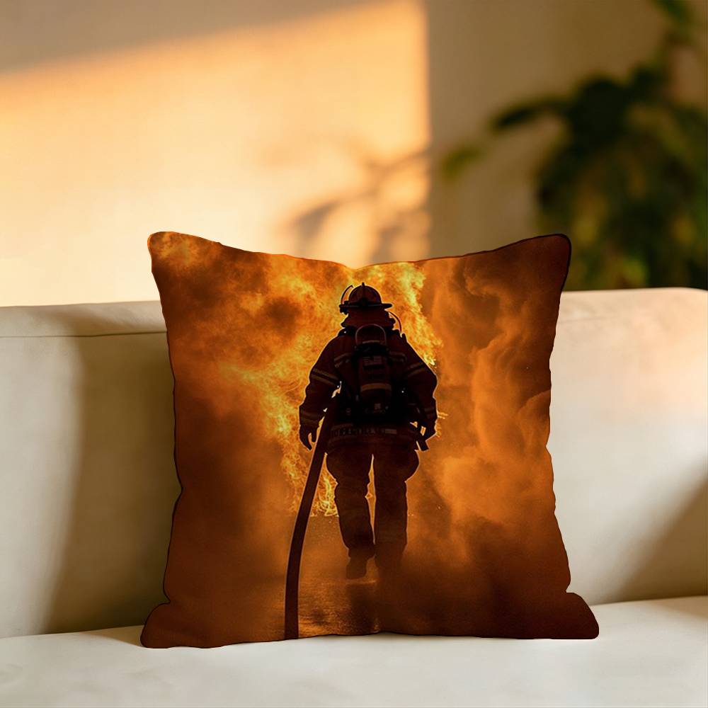 Firefighters Put Out Fires Square DoubleSided printed Pillow Case Bedroom Bedside Pillow Sofa Cushion Cover