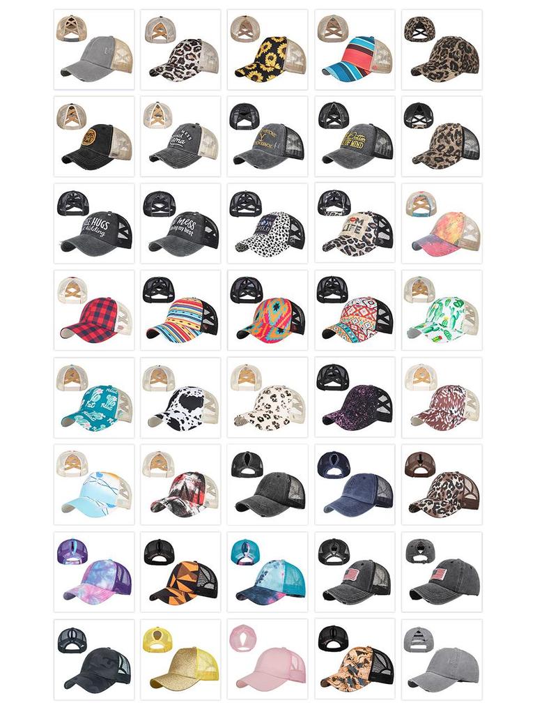 Elastic Mesh Ponytail Baseball Cap - Duckbill Sun Hat