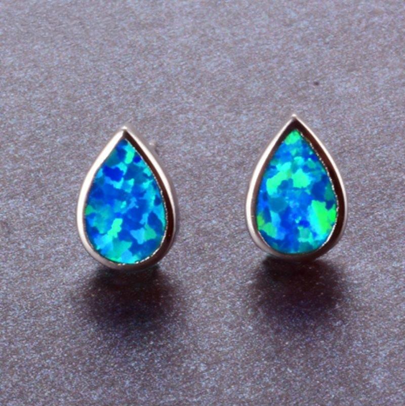 Orecchini A Perno In Argento Sterling 925 Con Opale Nero Sintetico - Gioielli Ipoallergenici, Idea Regalo Per Donne, Confezione Regalo