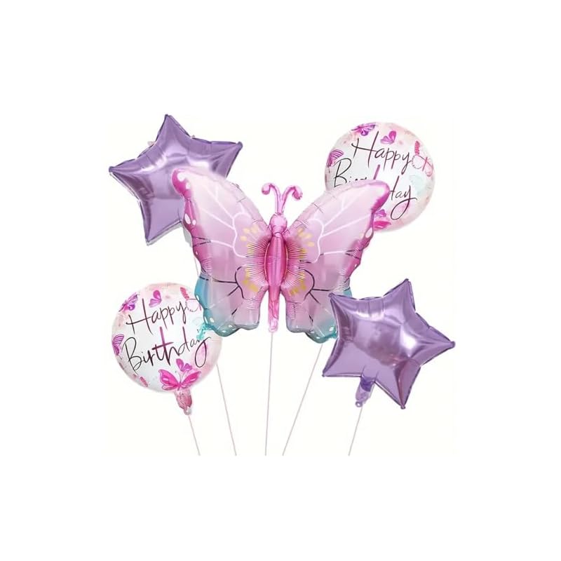 Glossy Balloon Birthday Decorations (Butterfly Set)