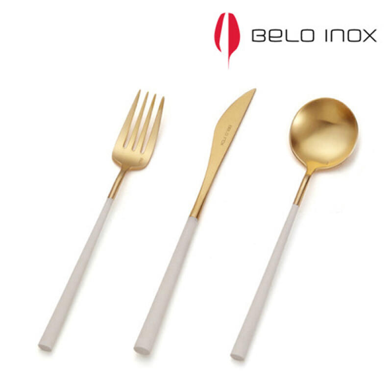 [belo inox] White Gold Dinner Cutlery 3-Piece Set