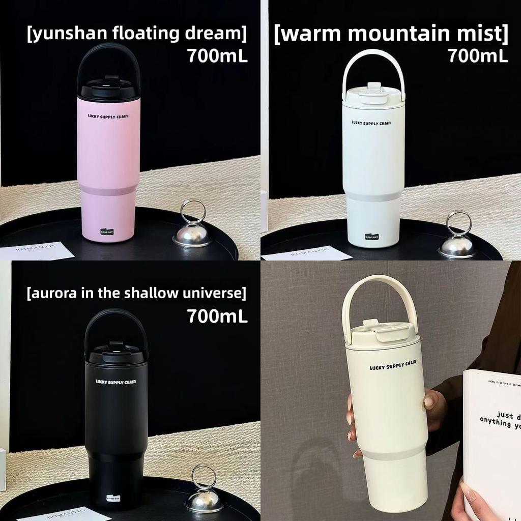 Water Cup Handle Lilang Double Walled Vacuum Thermos With Reusable Straw For Outdoor Use