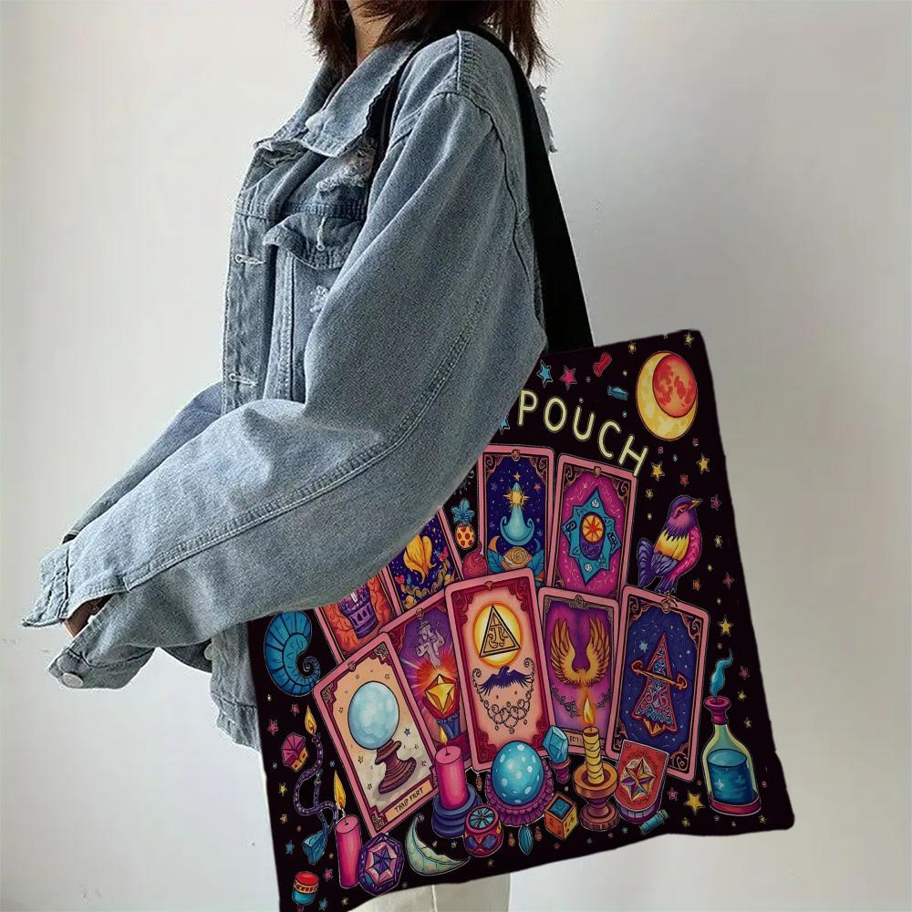 The Tarot Pouch Vibrant Handbag Decorative Tote Bag Daily Casual Use Shoulder Bag, Large Capacity Practical Shopping Bag