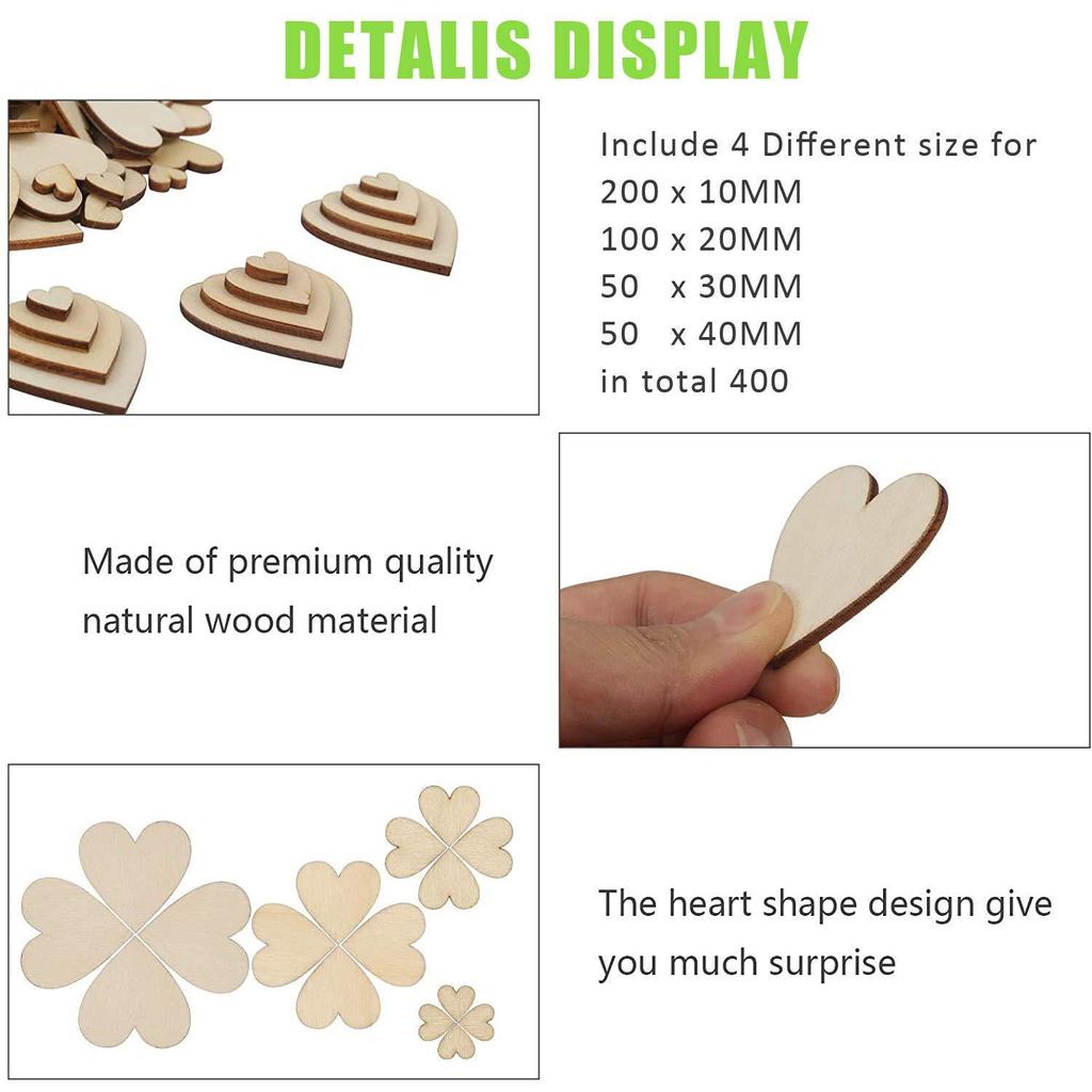 Unfinished Wooden Heart Shape Wish Card - DIY Valentine's Slice Decoration