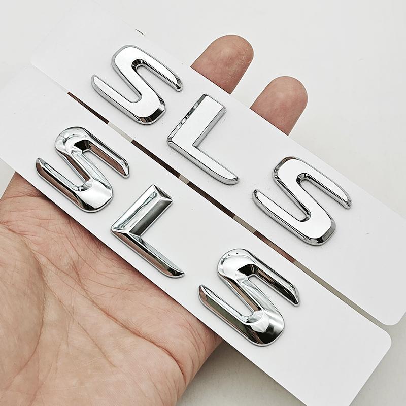 AATQ1 3D ABS Car Letters Logo SLS Badge Rear Trunk Emblem Decals For Mercedes Benz SLS C197 R197 Tail Marking Accessories