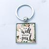 Creative Mixed-Style English Letter Phrase Square Gem Keychain Pendant
