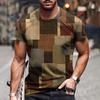 Check Stripe Pattern T-shirt 3D Printing T-Shirt for Men Simple Cool Breathable Short Sleeves Trendy Casual Tshirt Oversized Top