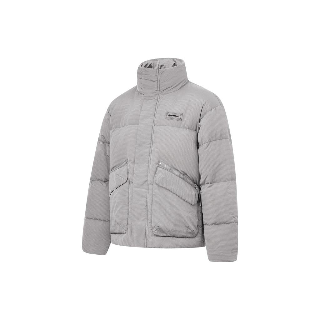 Li Ning CF Suo Stand Collar Short Solid Color Down Jacket Unisex Outerwear Jiangyan-Gray AYMT281-2