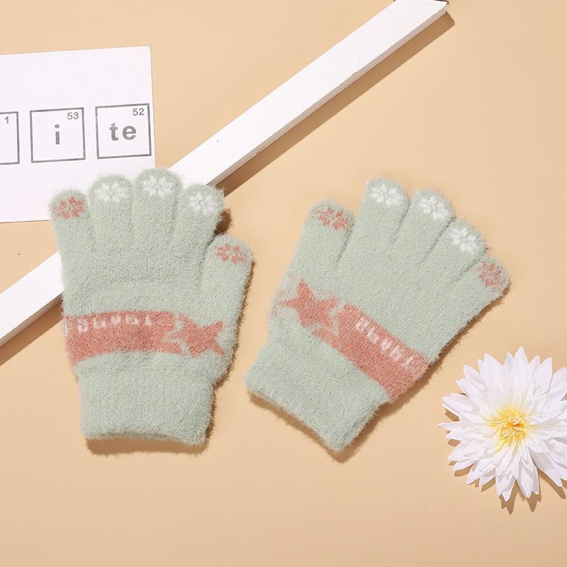 Winter children's thermal gloves cartoon Neptune 2-10 male and female treasure cute children plush gloves