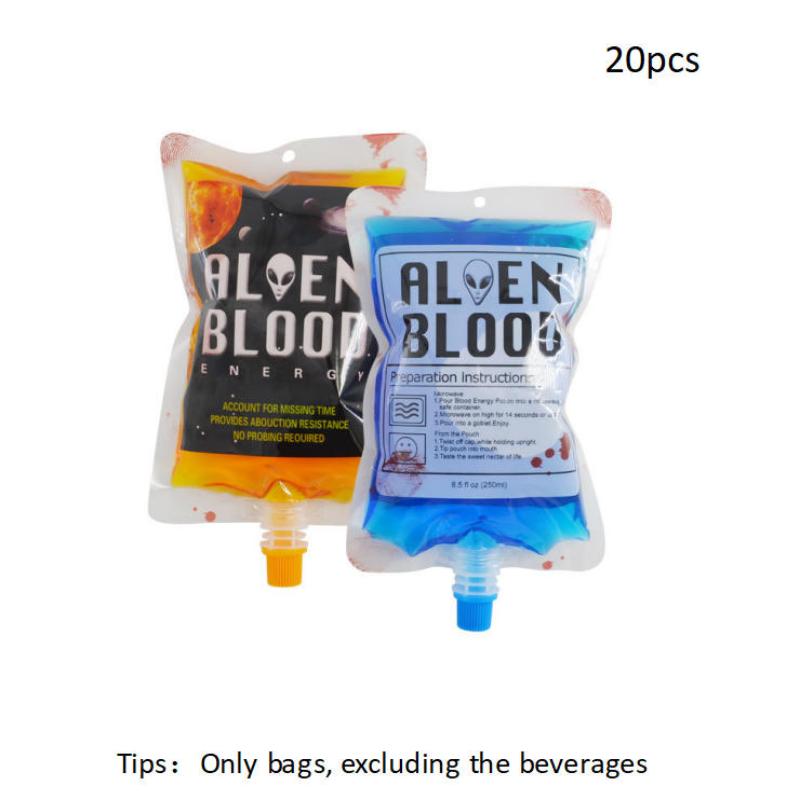 20Pcs 250Ml Halloween Cosplay Drink Container Bag Vampire Blood Pouch Props Zombie Beverage Drinks Bags Diy Party Supplies