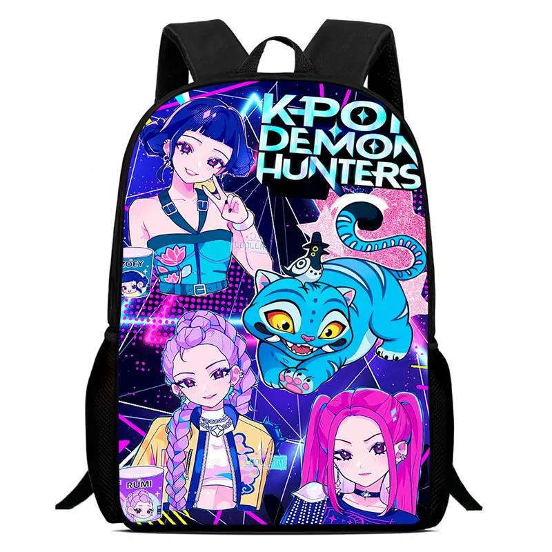 Mochila Child School Backpack,Cartoon K-Po-P D-Emo-N Hu-Nt-Ers Child School Bags For Girl Boy,Durable &Light Weight Backpack