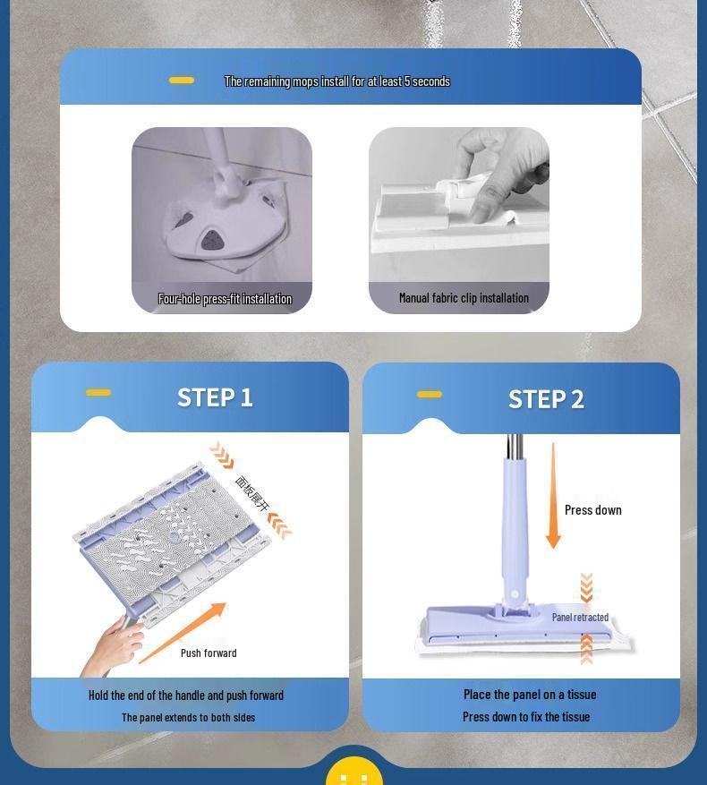 Hands-Free Washable Face Towel & Glass Cleaning Mop with Electrostatic Dust Removal