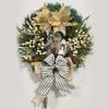 Large Artificial Lighted Christmas Wreath With Bow Ribbon Xmas Ball For Front Door Decor