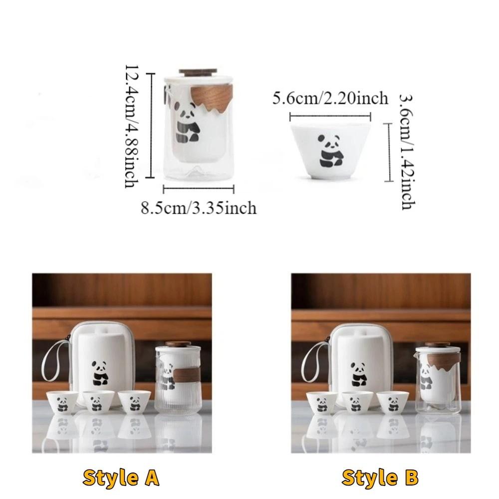 Anti Heat Hand Grip Panda Tea Set Cartoon Chinese Congou Tea Set Ceramic Teapot  Travel Tourism