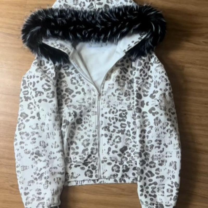 European and American Autumn and Winter Retro Y2k Men's and Women's Personalized Street Trend Printed Hooded Zipper Sweatshirt