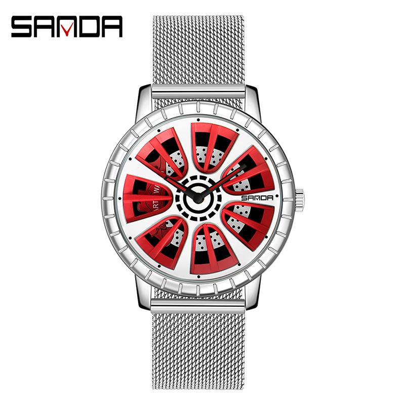 Sanda 1054 Quartz Watch with Mesh Strap - Men s Fashionable Hollow Design
