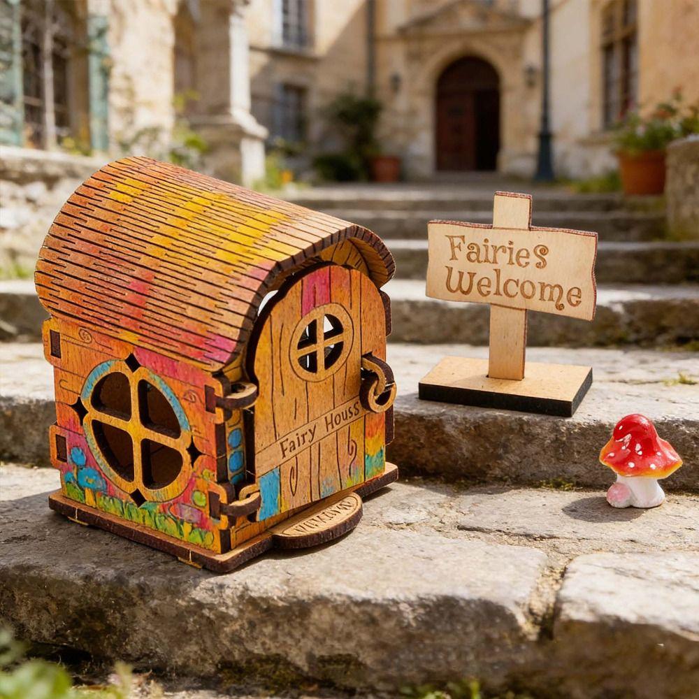 DIY Kit Wooden Fairy House Kit Wooden Material DIY Assembled House  Desktop Decoration
