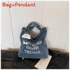 Large Capacity Denim Tote Bag With Car Stitching For Everyday Outfits