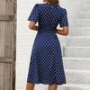 Damen Frühling und Sommer Neue Elegante Polka Dot Kurzarm Kleid Bereich Taille Schlank Kleine Schaukel A-linie Kleid Frauen