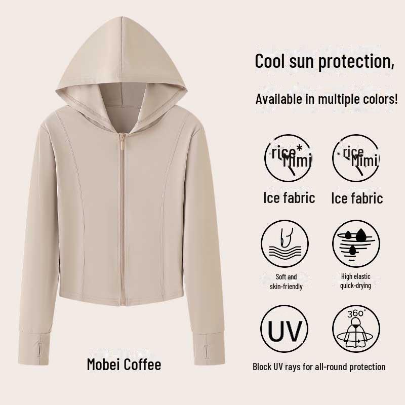 Jaqueta Feminina Slim de Seda Gelo com Proteção Solar - 2024 Top de Roupa Esportiva de Verão Resistente aos UV