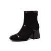 Fashion Leopard Booties Women Winter Suede Chunky Heel Ankle Boots Custom Back Zipper Botas De Mujer Plus Size 34-43 WSH4731