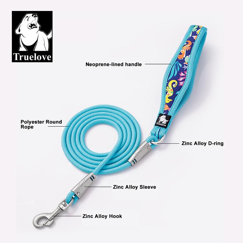 Truelove-Floral Printing Pet Leash Neoprene-Padded Handle Leash Small Medium Dog Safety Enjoyable Walking Experience