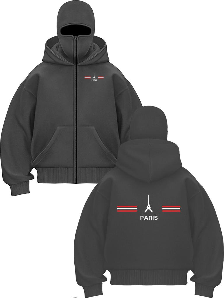 Oversized Streetwear Pullover Hoodie mit Frontreißverschluss Herren Kapuzensweatshirt Trendige Bekleidung Qualitätsnähte Modebegeisterte