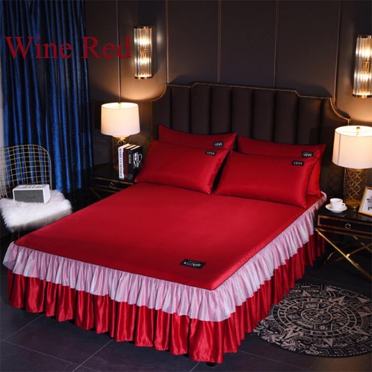 Buy 10 Colors Solid Color Washing Drop Lace Decor Ruffled Bed Skirt