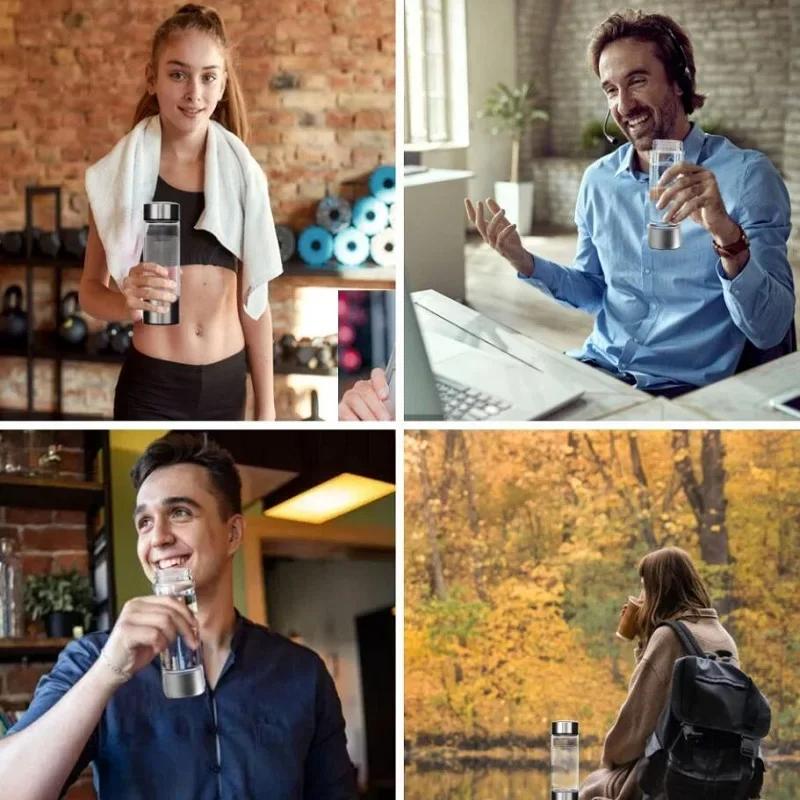 Portable Hydrogen Generator Water Cup Filter Ionizer Maker Hydrogen-Rich Water 420ml Electric Hydrogen Rich Water Generator Bottle