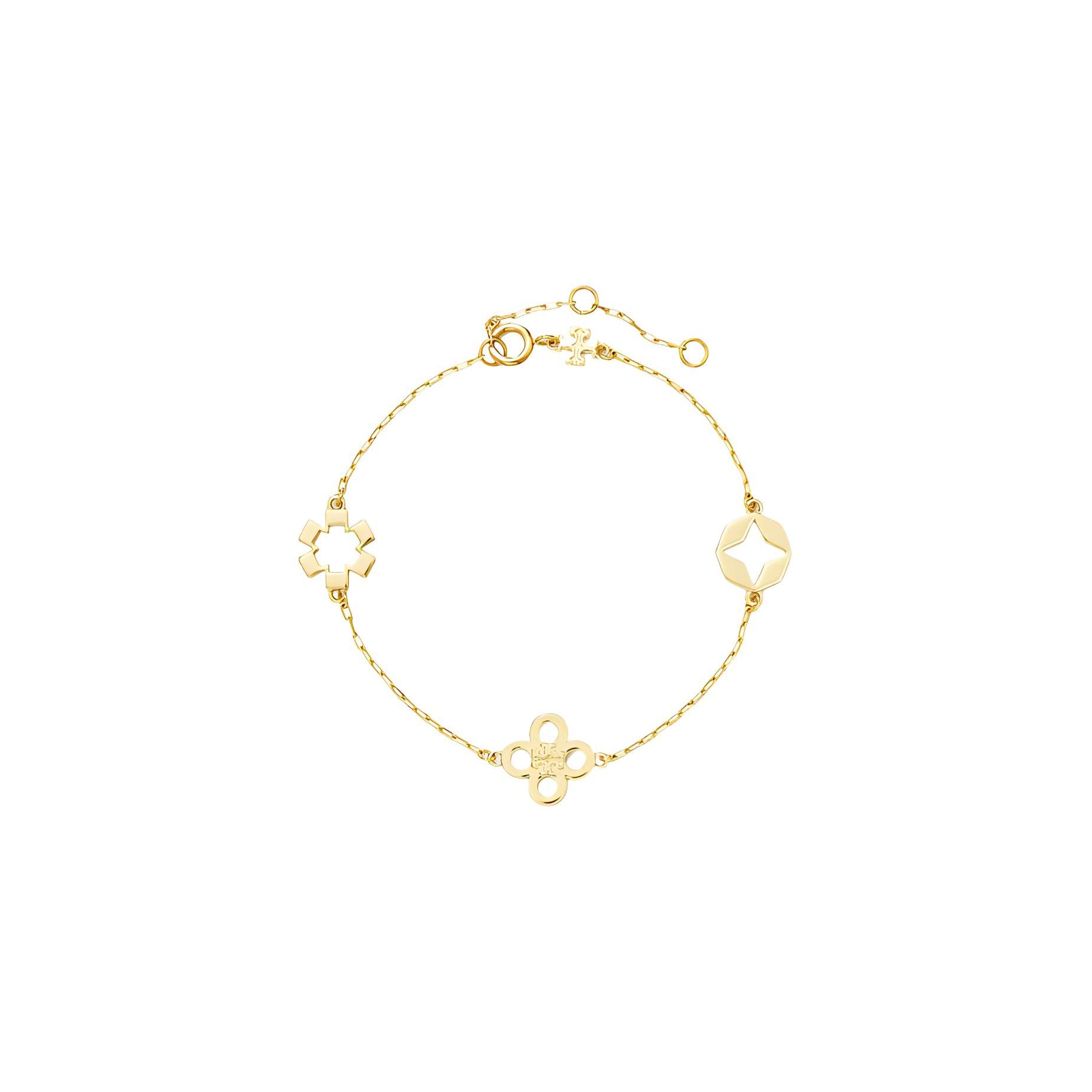 Tory Burch Clover Charm Brass Bracelet Women bracelets Gold 153713-720 F,Gold