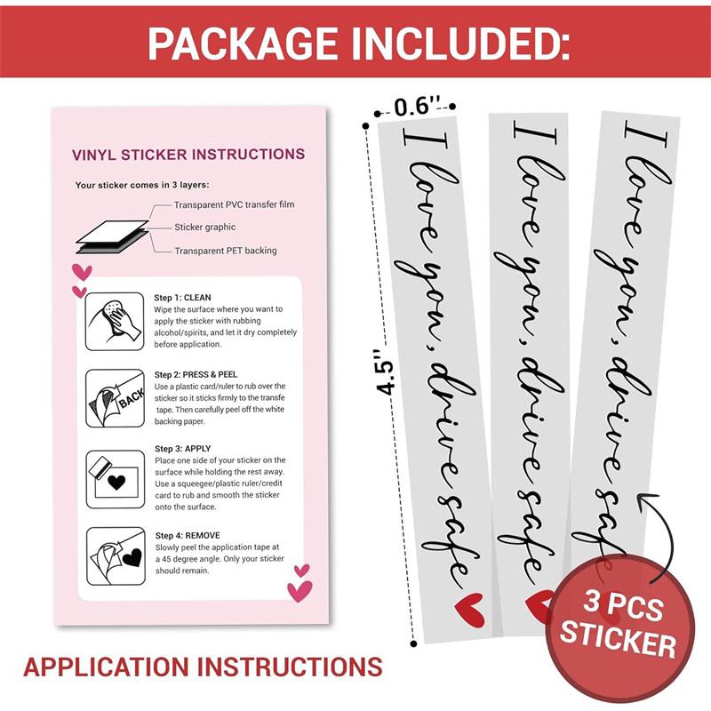 I Love You Drive Safe Car Mirror Stickers Affectionate Reminder Heartfelt Safety Reminder For Women Drivers Car Interior Sticker