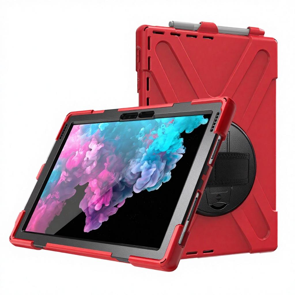 Custodia in Plastica Siliconica con Supporto Girevole a 360°, Cinturino a Mano/Spalla, Impugnatura Maniglia, Cavalletto Stabile per Microsoft Surface Pro