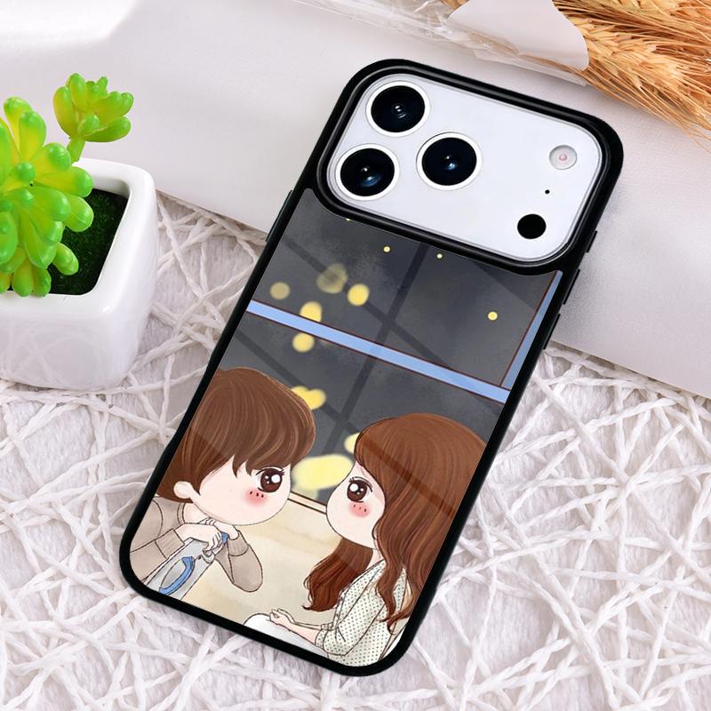 

Мультяшная пара Любовь Мальчик Девочка Чехол для телефона для iPhone 17 Air 16 15 11 12 14 13 Pro Max Ударопрочный чехол iPhone 16