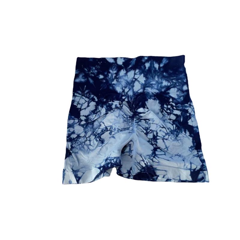 High-Waist Tie-Dyed Quick-Dry Yoga Shorts - Comfortable, Elastic, Women's Fitness Pants