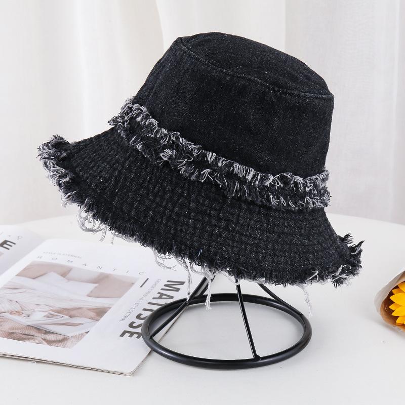 New Japan Style Washed Denim Bucket Hat For Women Summer Autumn Wide Brim With Tassel Casual Best Matched Fisherman Cap Gift