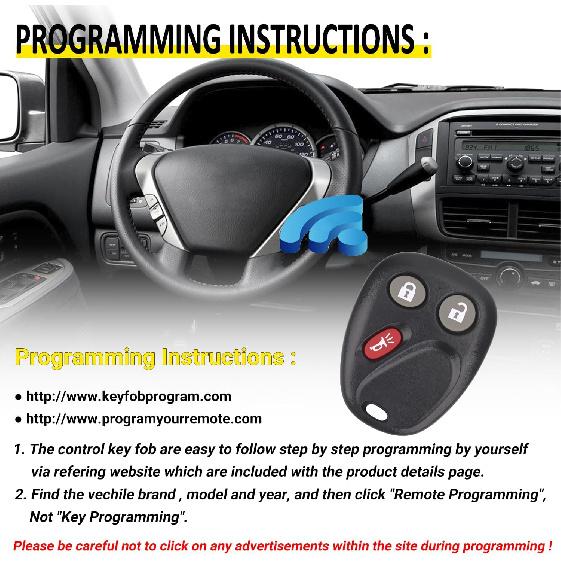 Keyless Entry Remote Key Fob Compatible with Chevy Tahoe Suburban Silverado Avalanche, GMC Sierra Yukon, Cadillac Escalade, Hummer H2 2003 2004 2005