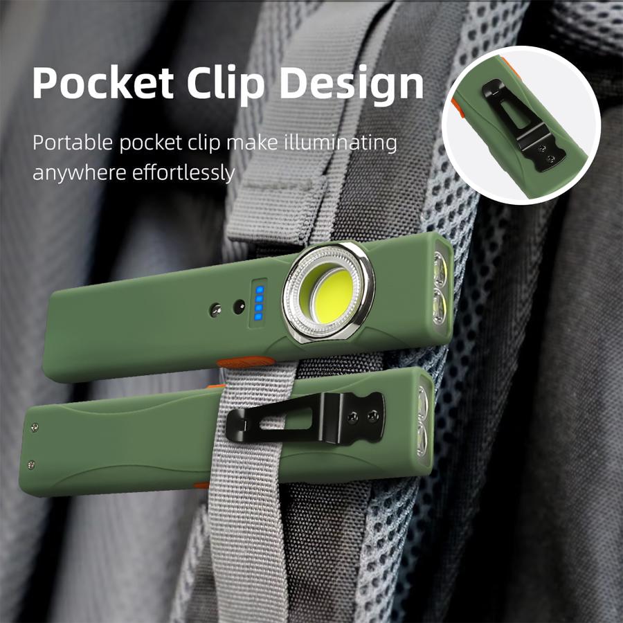 Multi Functional LED Sensor Flashlight with Pen Clip Rechargeable Magnetic Work Light Outdoor Torch Lamp for Camping Hiking Home