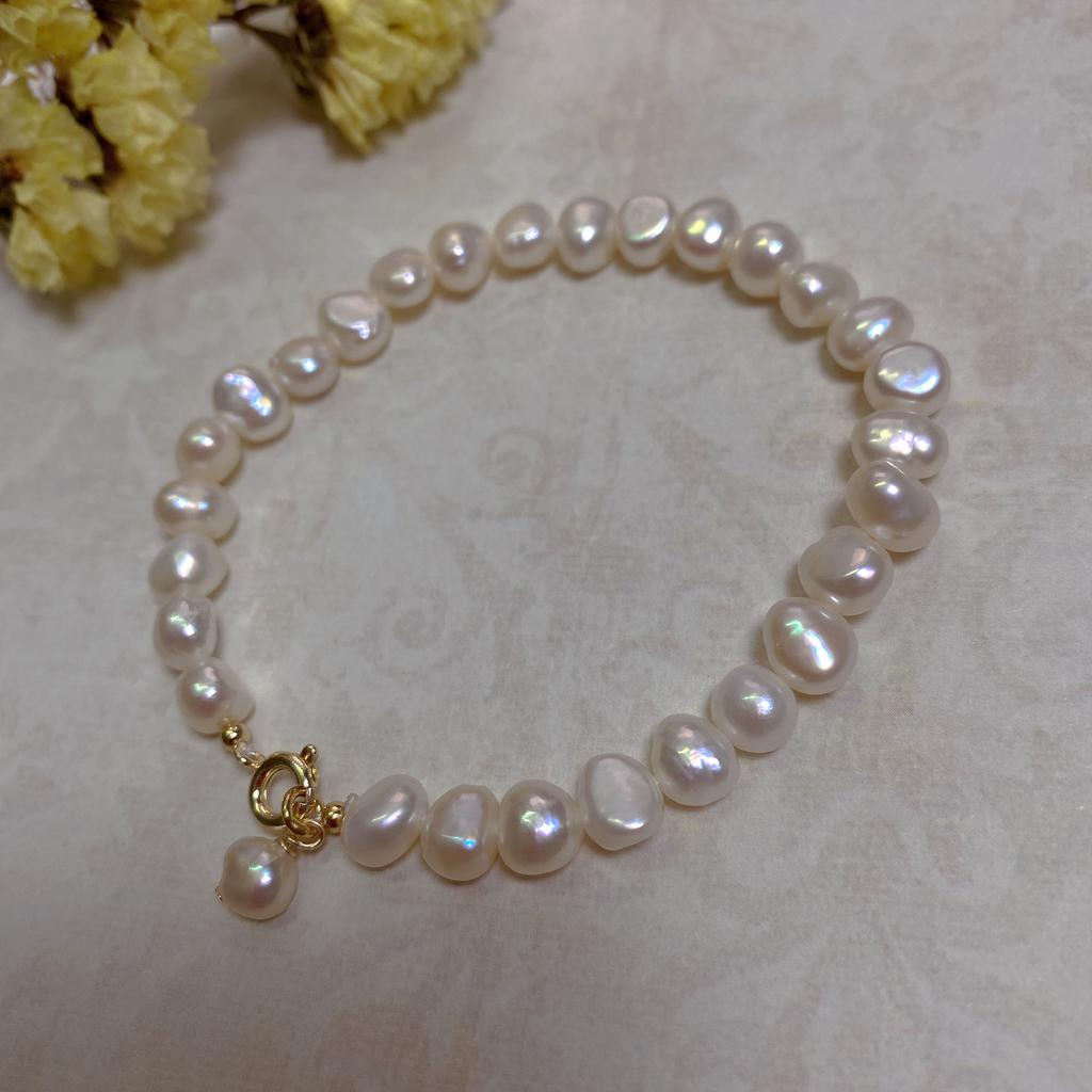 Baroque Special-shaped Pearl 14K Gold Bracelet Niche Ins Sense Retro French Cold Wind Bracelet Gift
